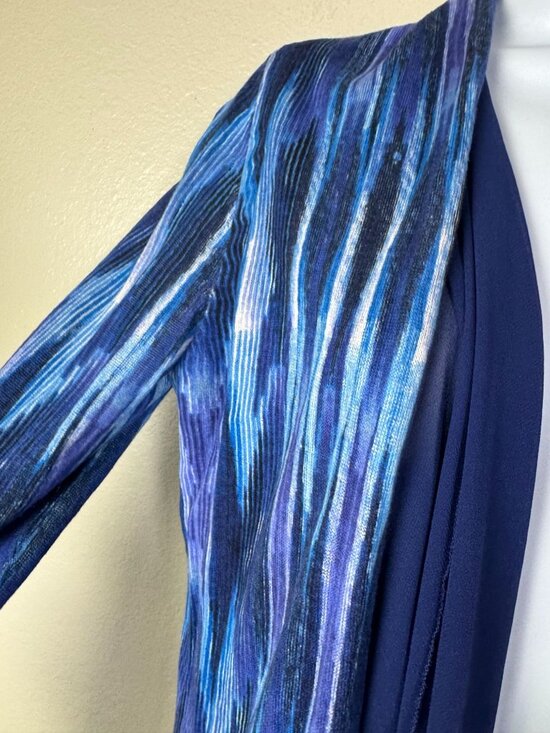 Chicos 1 Linen Blend Open Front Cardigan Size Medium Lightweight Knit Abstract - Picture 7 of 12